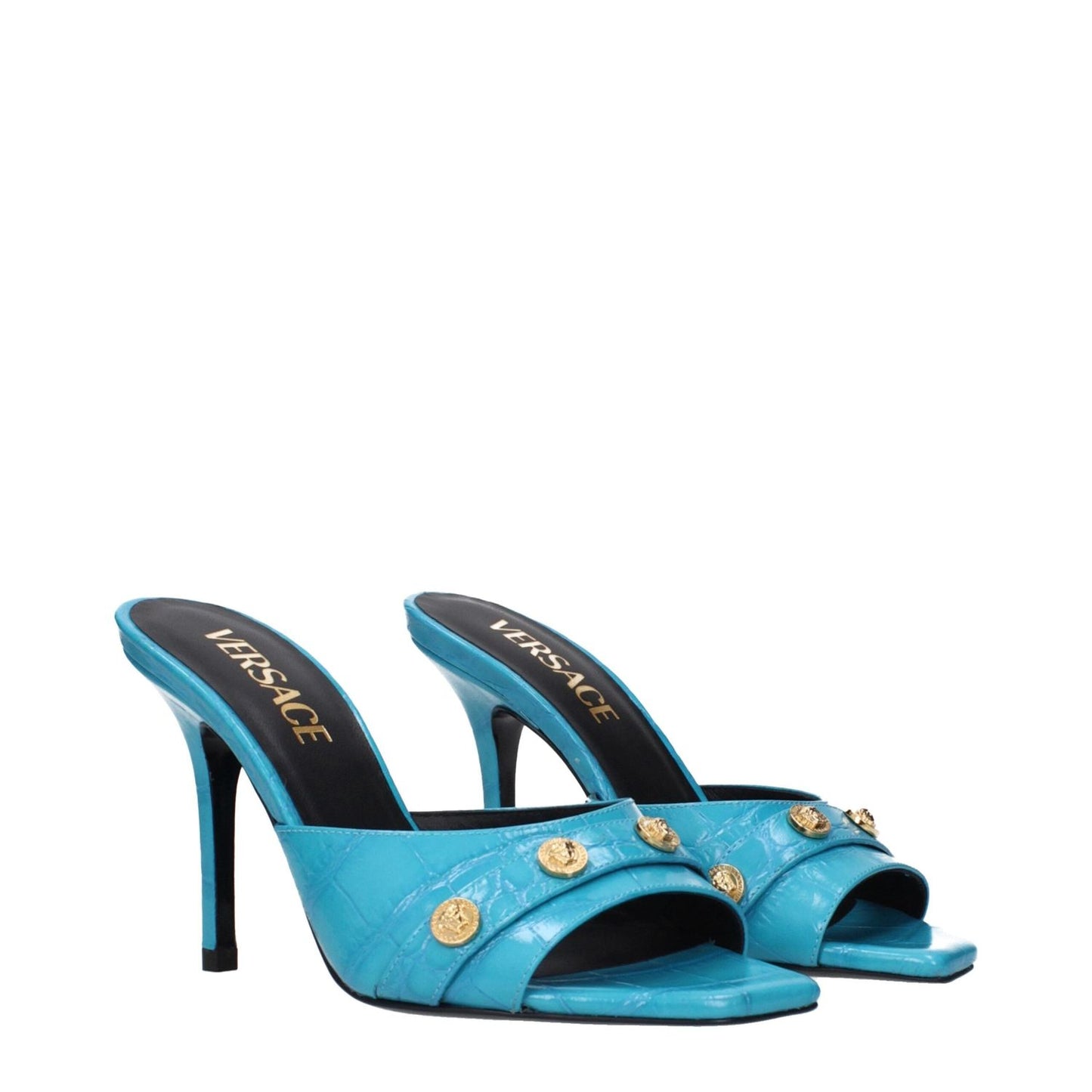 Versace Light Blue Leather Stiletto Heels Sandals VE-15161679905033-EU36/US6