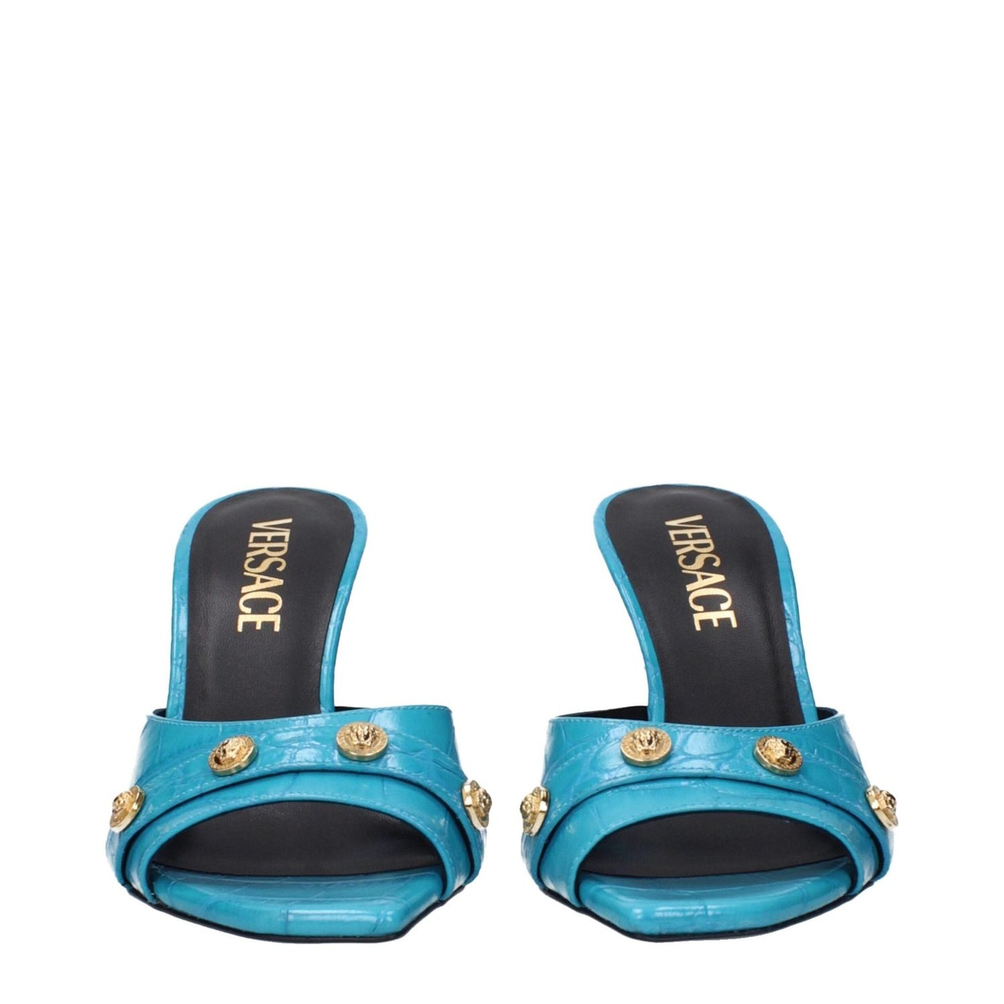 Versace Light Blue Leather Stiletto Heels Sandals VE-15161679905033-EU36/US6