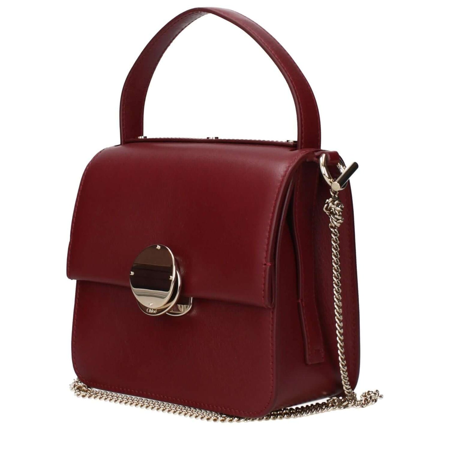 Chloé Red Leather Handbag with gold chain and front logo, MPN CHC23AS577K53600, elegant design by Chloé, code F83651.