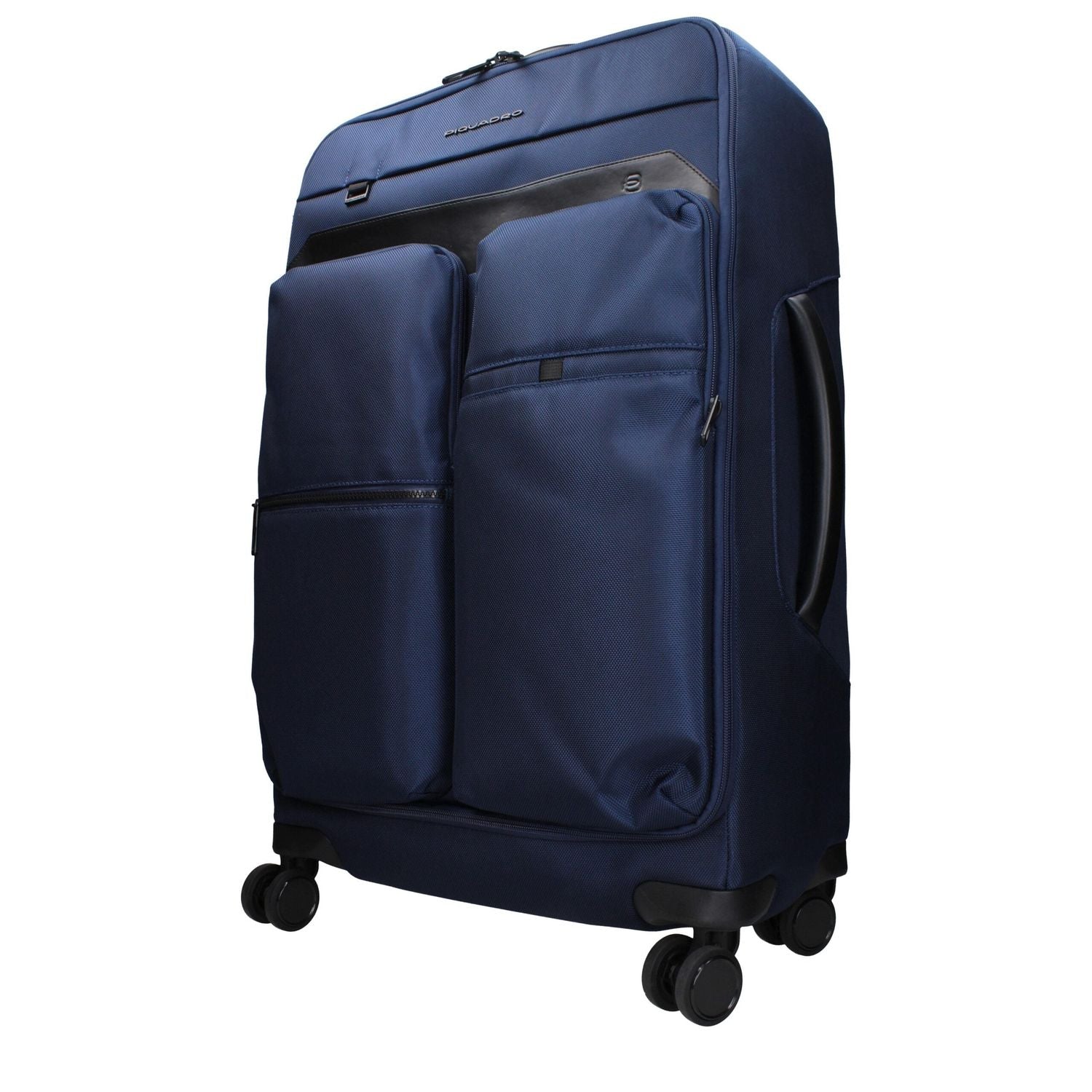 Front view with bag zipped and handles upright.