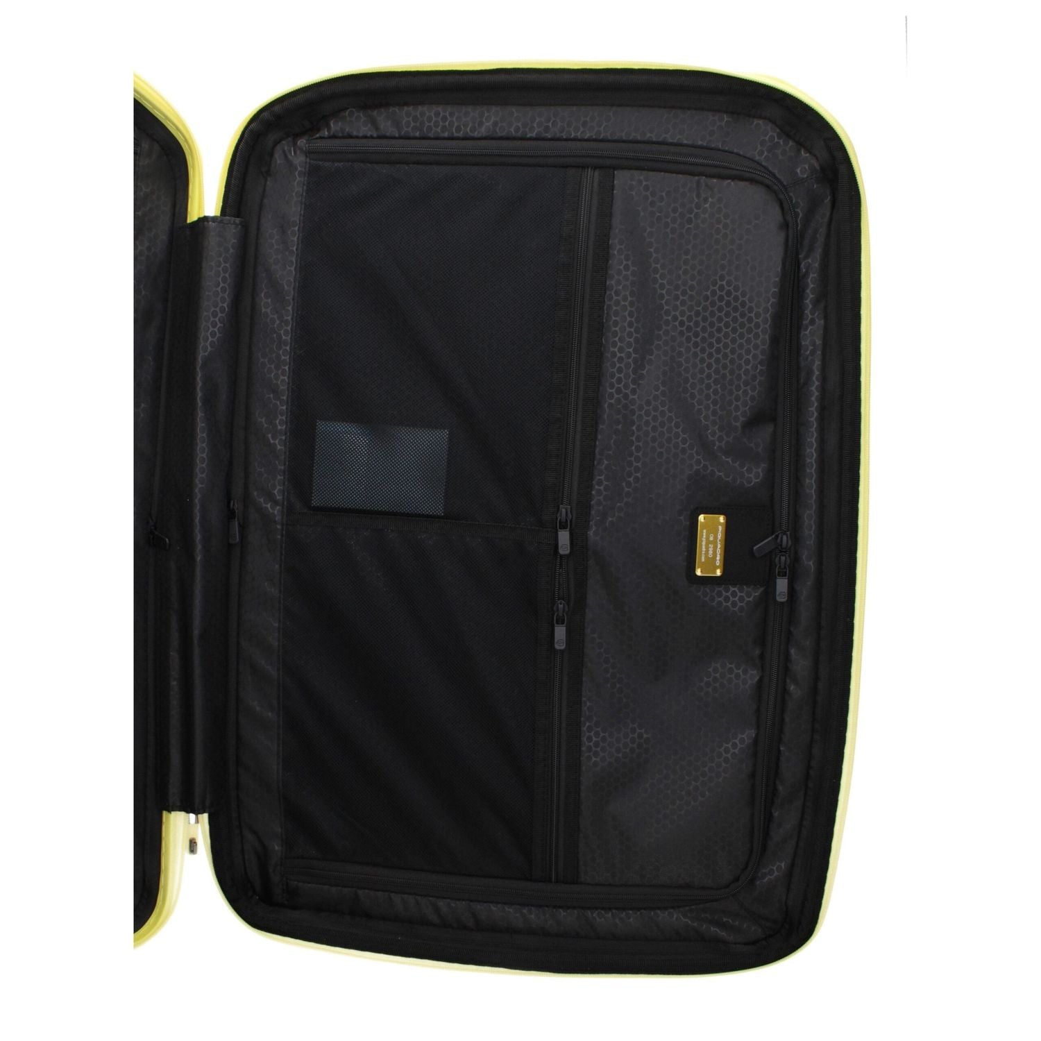 Front view with bag zipped and handles upright.