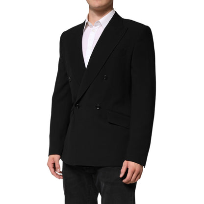 Dolce & Gabbana Black SICILIA Double Breasted Coat Blazer
