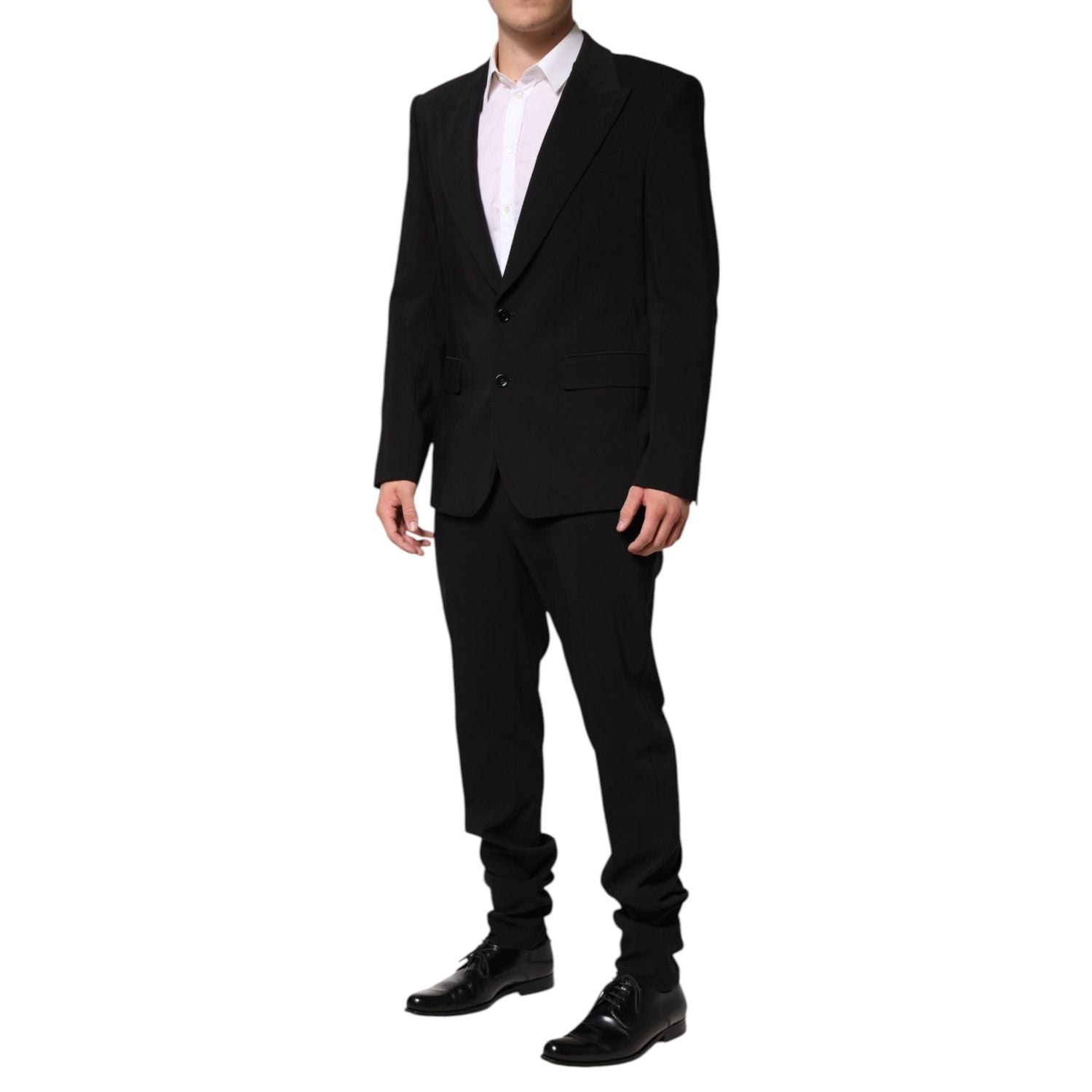 Dolce & Gabbana Black Cotton Single Breasted 2 Piece Suit