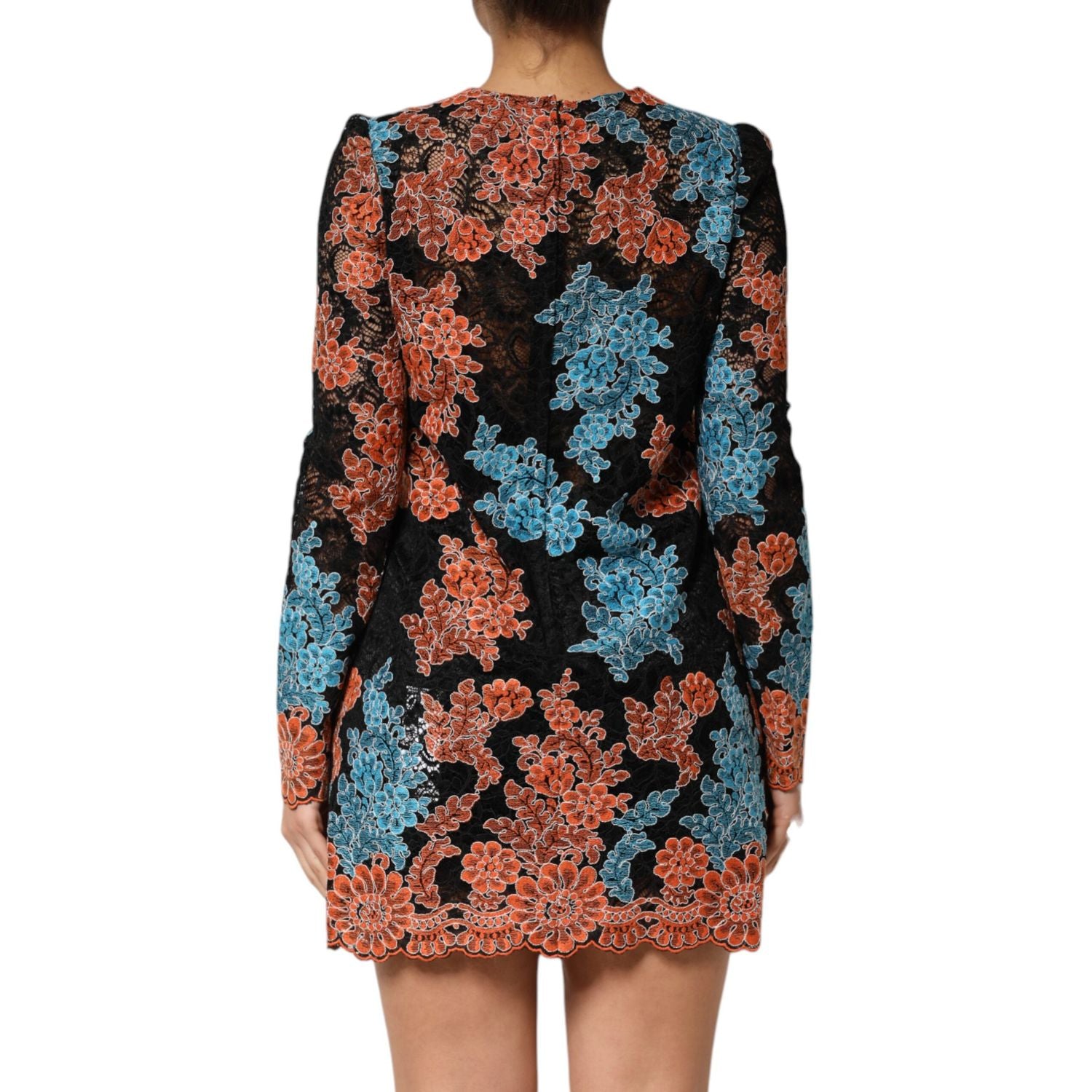 Dolce & Gabbana Multicolor Floral Embroidery Shift Mini Dress