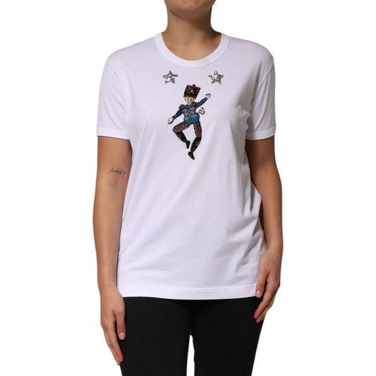 Dolce & Gabbana White Cotton Sequin Embellished Top T-shirt TSH90630-44