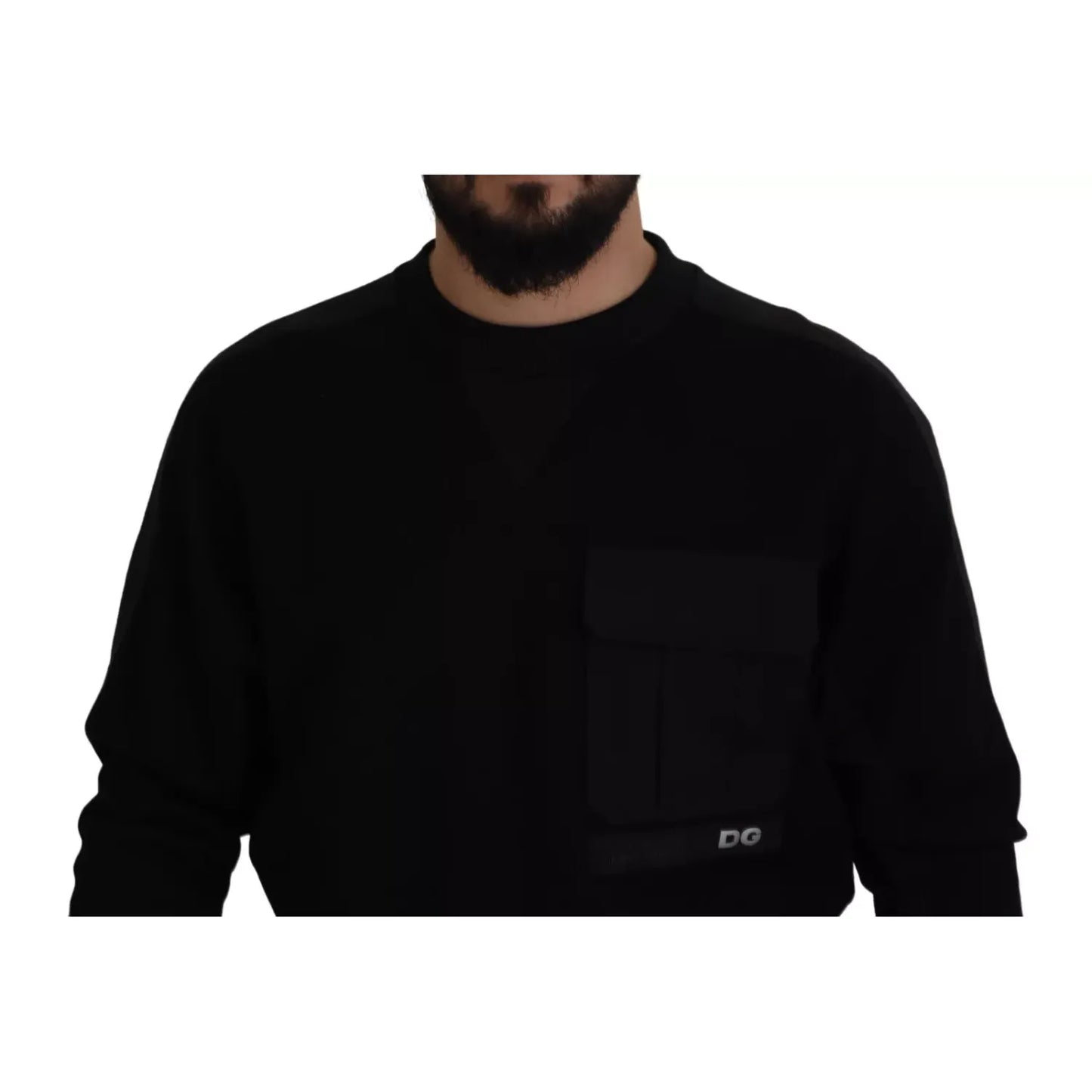 Dolce & Gabbana Black Cotton Crewneck Sweatshirt Sweater
