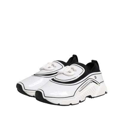 Dolce & Gabbana White Black Logo Plaque Daymaster Men Sneakers Shoes