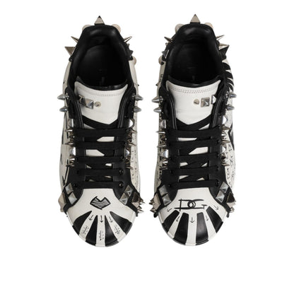 Dolce & Gabbana Black White Studded Low Top Sneakers Shoes