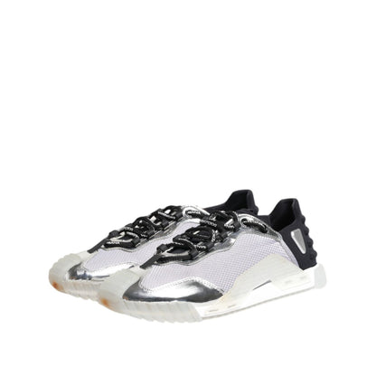Dolce & Gabbana Silver Black Nylon NS1 Low Top Sneakers Shoes