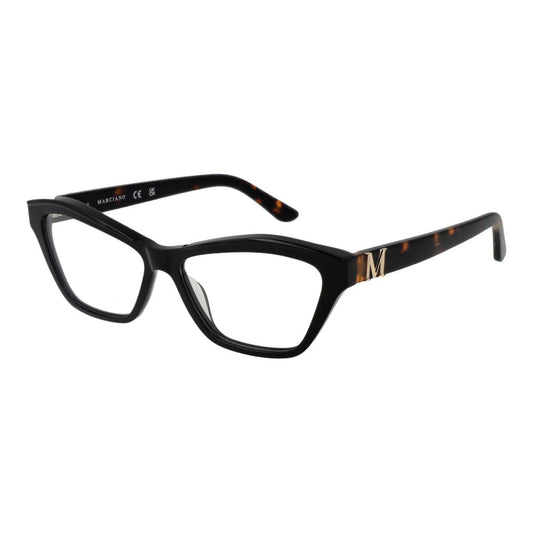 Marciano by Guess Black Women Glasses Frame, full-rim acetate cat eye style with demo plastic lenses, size 55-14-145.