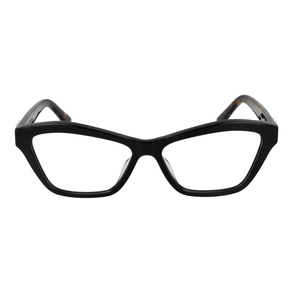 Marciano by Guess Black Women Glasses Frame, full-rim acetate cat-eye style, demo lenses, 55-14-145 size, with branded case.