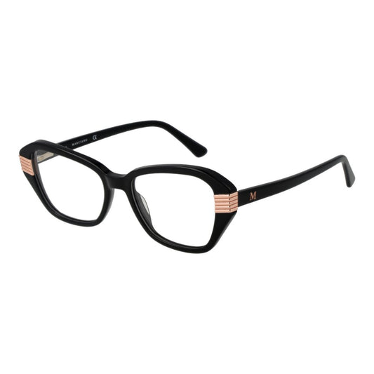 Marciano by Guess Black Women Glasses Frame with acetate full-rim cat eye design, spring hinge, and branded case included.