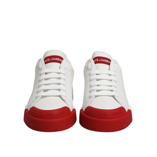 Dolce & Gabbana White Leather DG Logo Low Top Sneakers Shoes