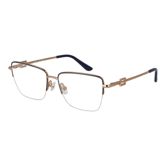 Guess Gray Women Glasses Frame, grey metal half-rim rectangle frames with demo lenses, size 53-16-140, branded case included.