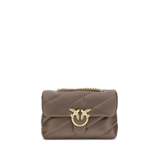 PINKO Brown Calf Leather Bos Taurus Shoulder Bag