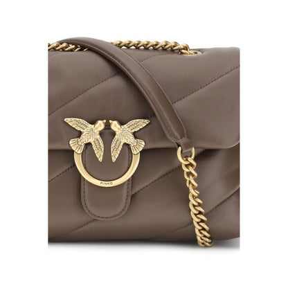 PINKO Brown Calf Leather Bos Taurus Shoulder Bag