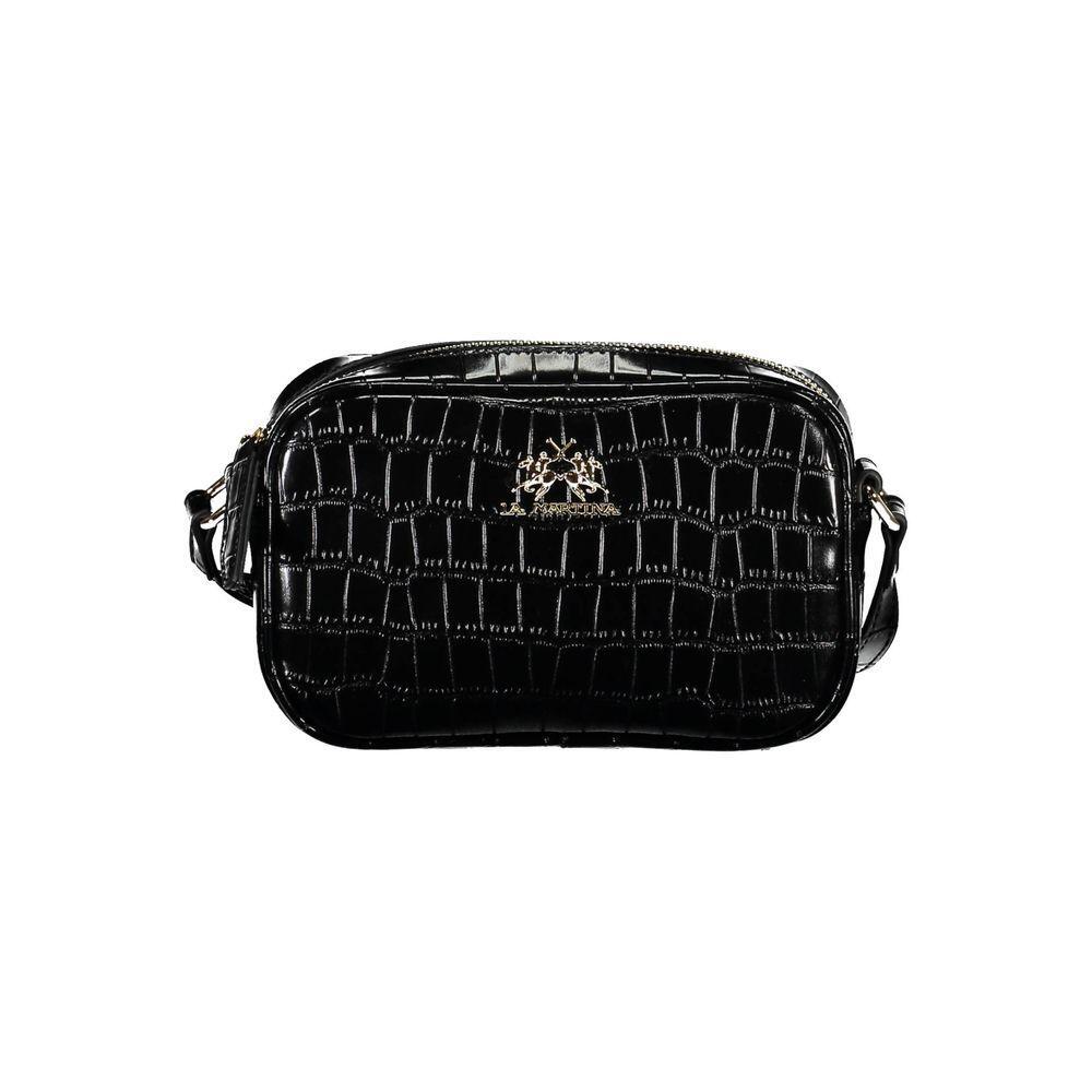 Front view with bag zipped and handles upright.
