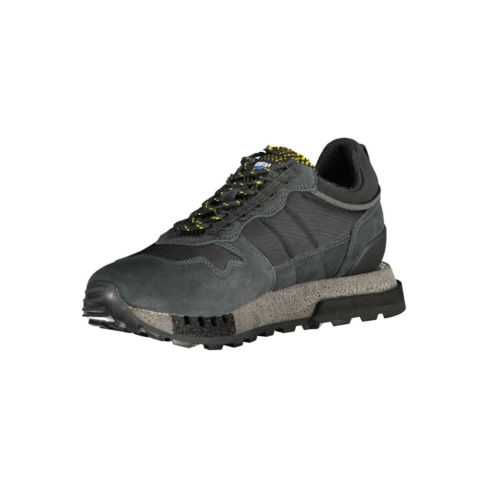 Blauer Black Polyester Sneaker with laces, contrasting details, removable footbed, and logo.