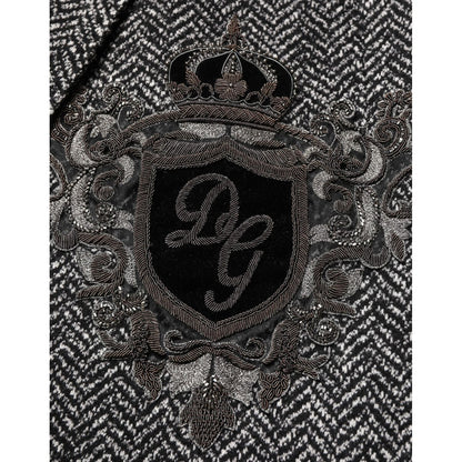 Dolce & Gabbana Black White Double Breasted Men Suit Blazer