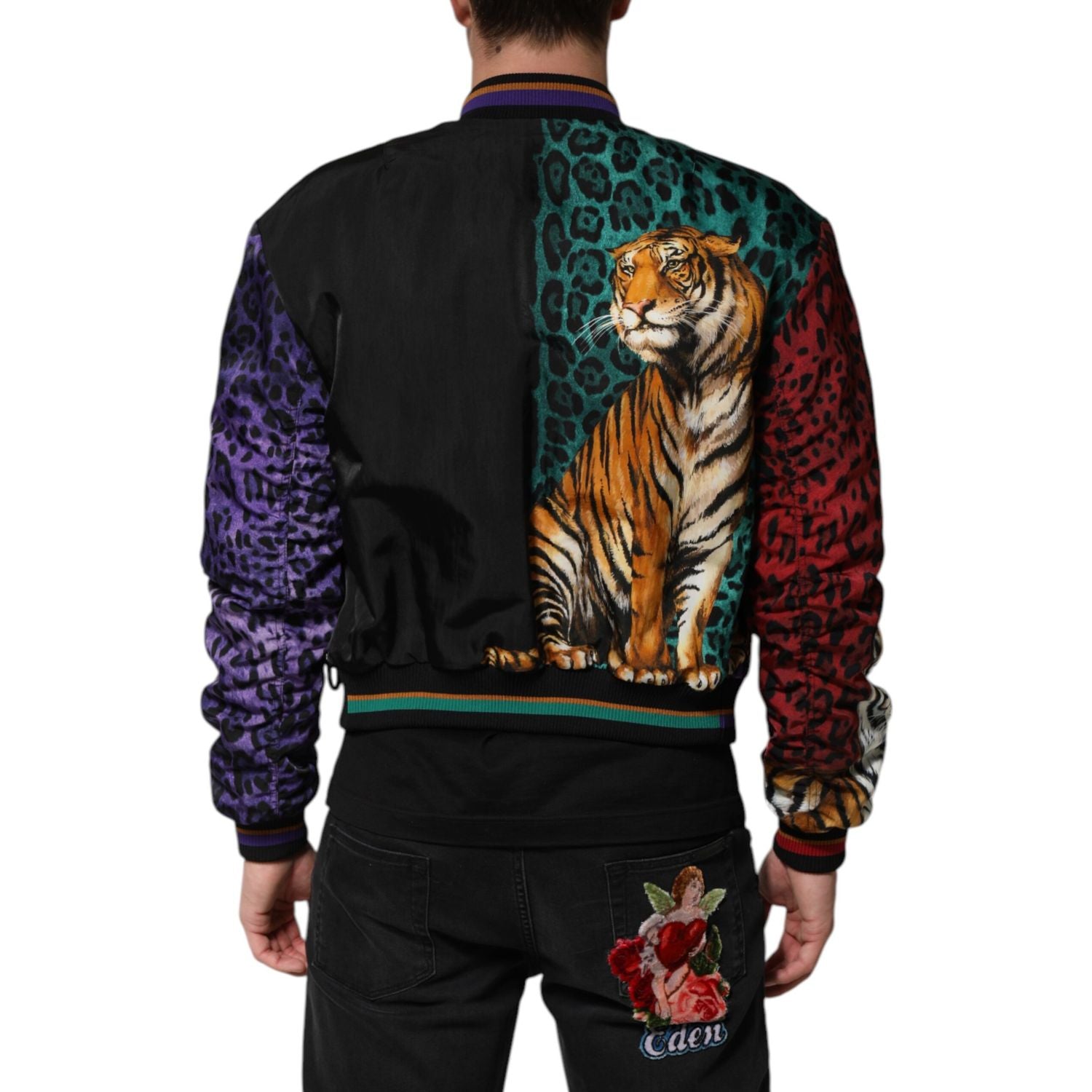 Dolce & Gabbana Multicolor Tiger Print Men Bomber Jacket