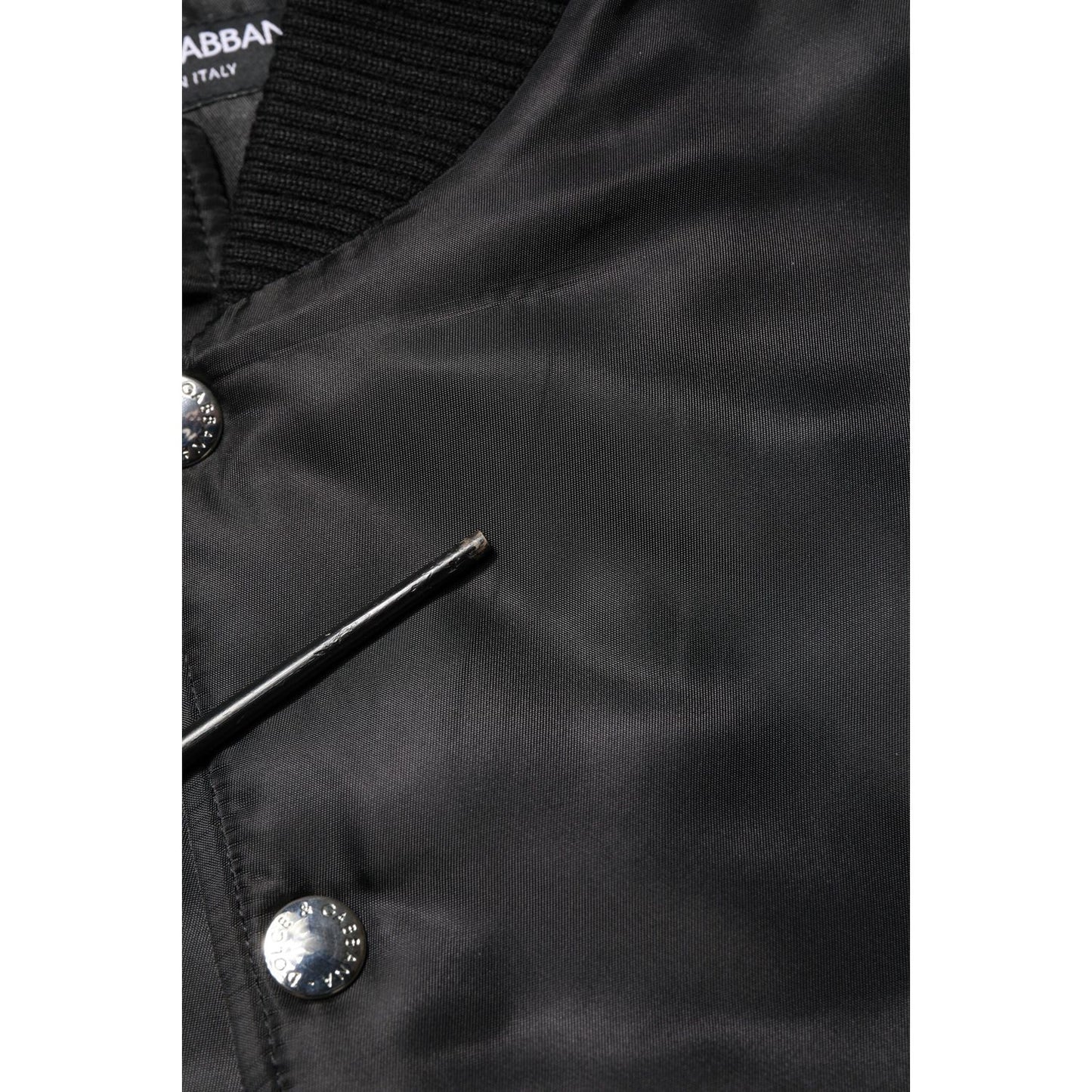 Dolce & Gabbana Black Polyester Logo Plaque Bomber Jacket JKT41534-50