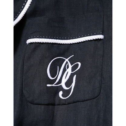 Dolce & Gabbana Dark Blue DG Embroidery Jacket Robe Blazer