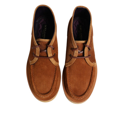 Dolce & Gabbana Brown Suede Nubuck Leather Desert Ankle Boots Shoes