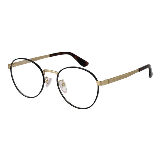 BMW Black Men Glasses Frame, full-rim round style, black metal frame, demo lenses, 51-19-150 size, includes branded case.