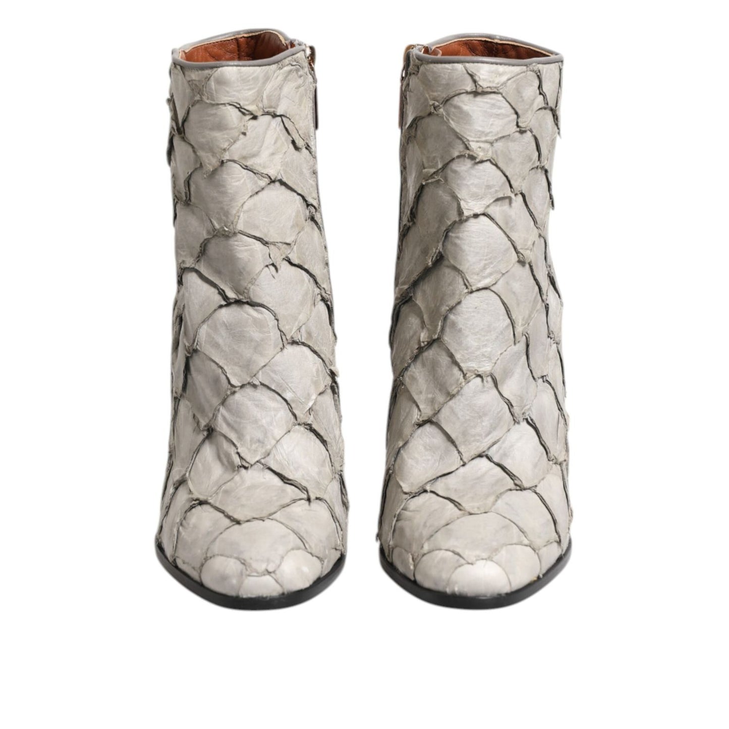 Dolce & Gabbana Off White Leather Heels Ankle Boots Shoes