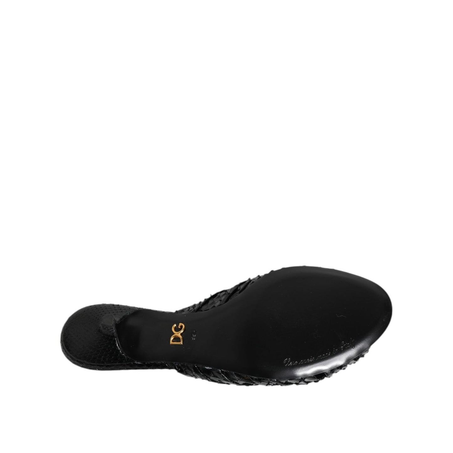 Dolce & Gabbana Black Leather Heels Slides Sandals Shoes