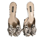 Dolce & Gabbana Multicolor Keira Bow Leather Peep Toe Mules Shoes LA12754-36