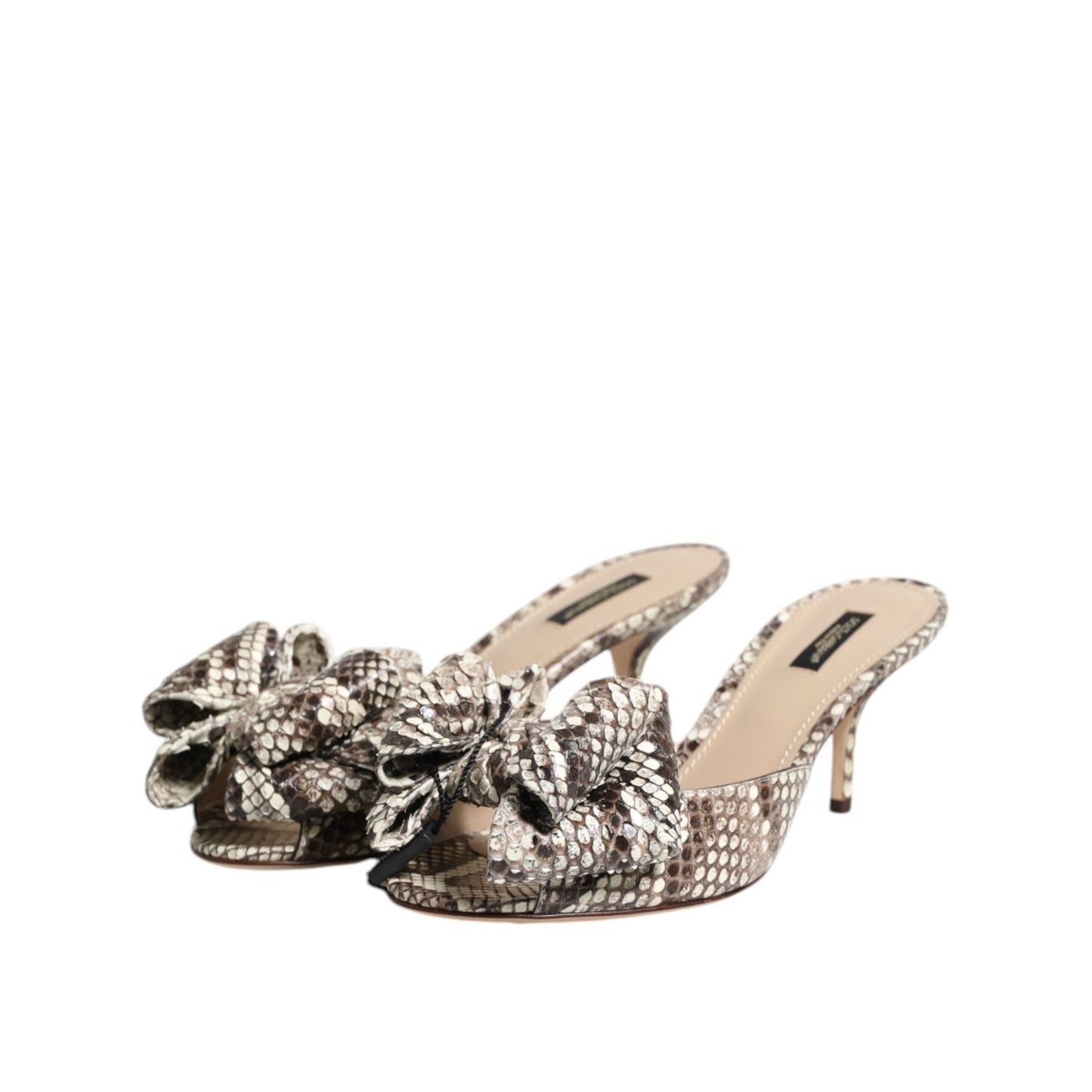 Dolce & Gabbana Multicolor Keira Bow Leather Peep Toe Mules Shoes LA12754-36