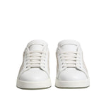 Dolce & Gabbana White Lace Leather Low Top Sneaker Shoes LA11939-37.5