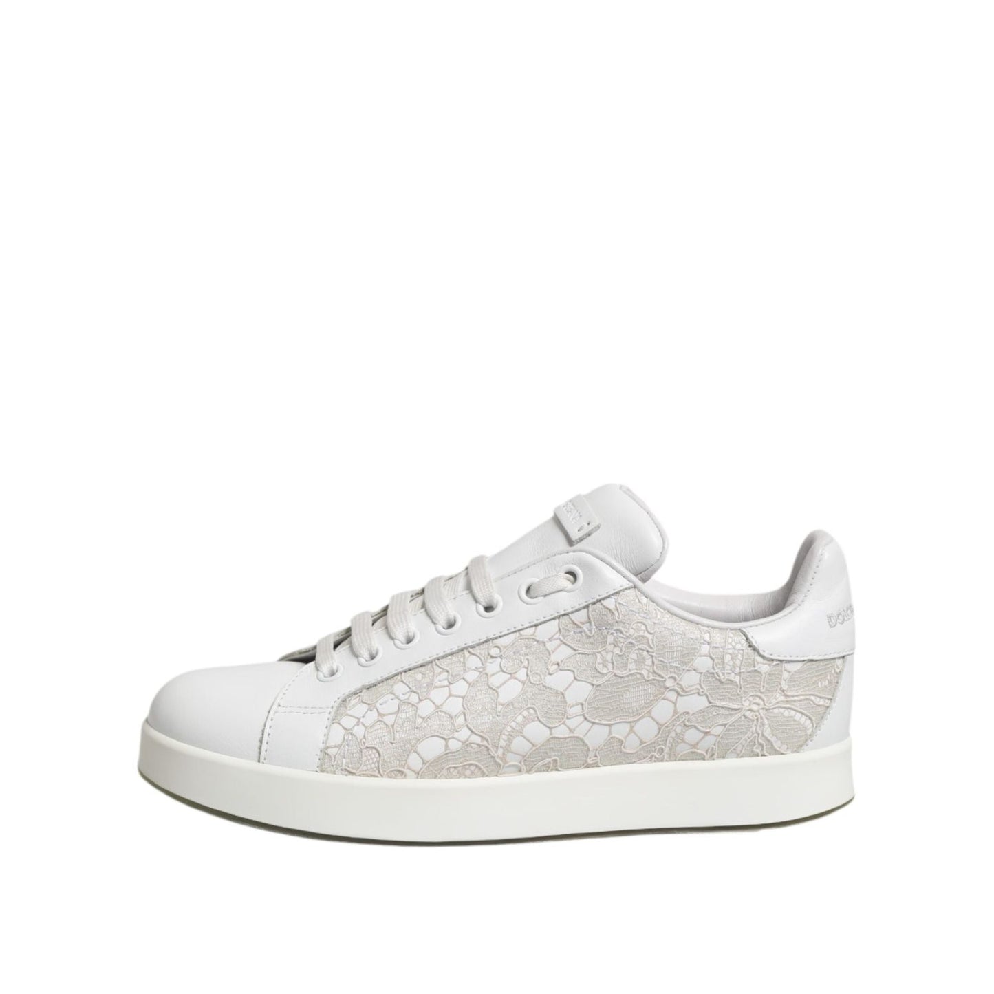 Dolce & Gabbana White Lace Leather Low Top Sneaker Shoes LA11939-37.5