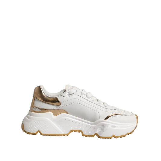 Dolce & Gabbana White Gold Daymaster Low Top Sneakers Shoes LA12667-37