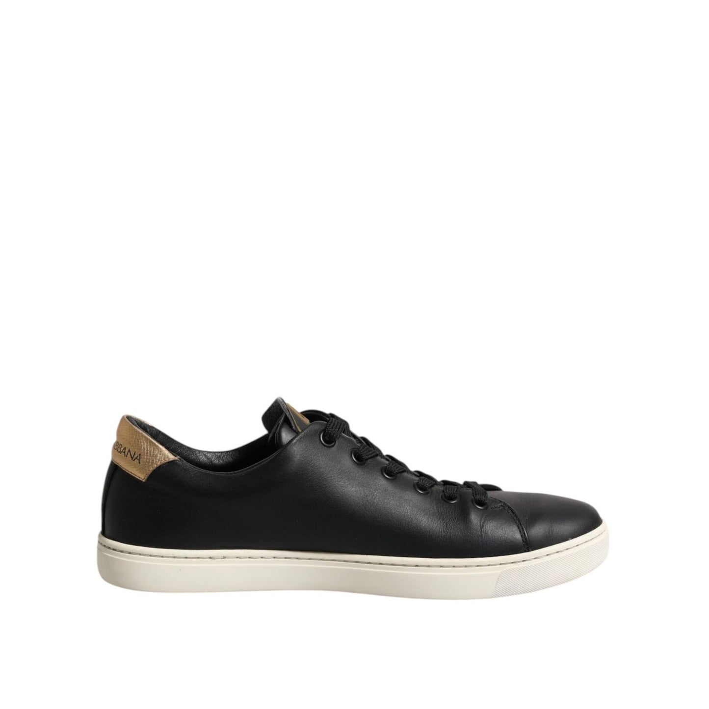 Dolce & Gabbana Black Leather Sacred Heart Sneakers Shoes LA12673-38