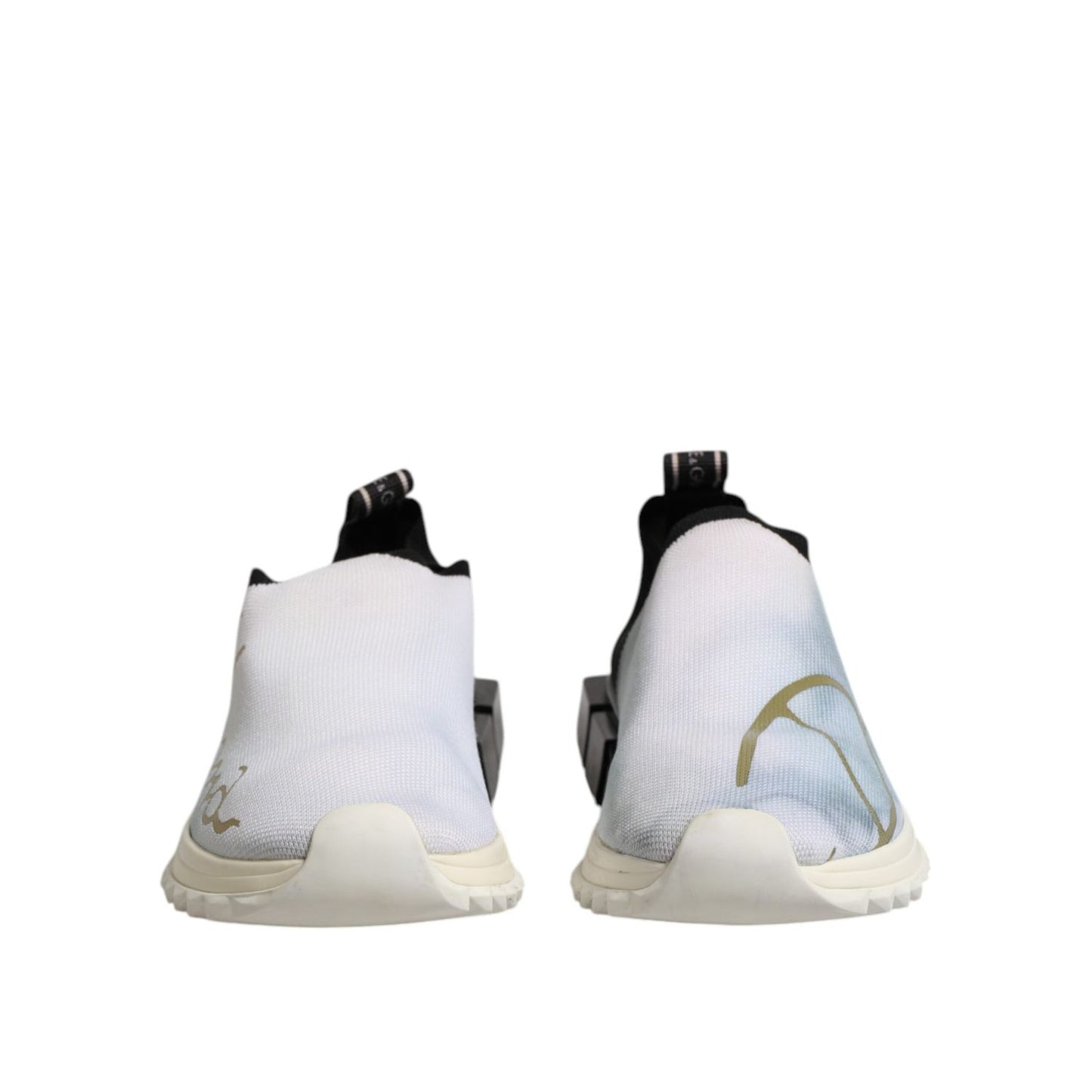Dolce & Gabbana White Black Low Top Sorrento Sneakers Shoes LA12681-37.5