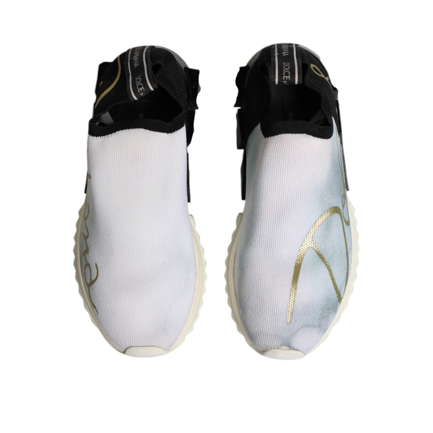 Dolce & Gabbana White Black Low Top Sorrento Sneakers Shoes LA12681-37.5