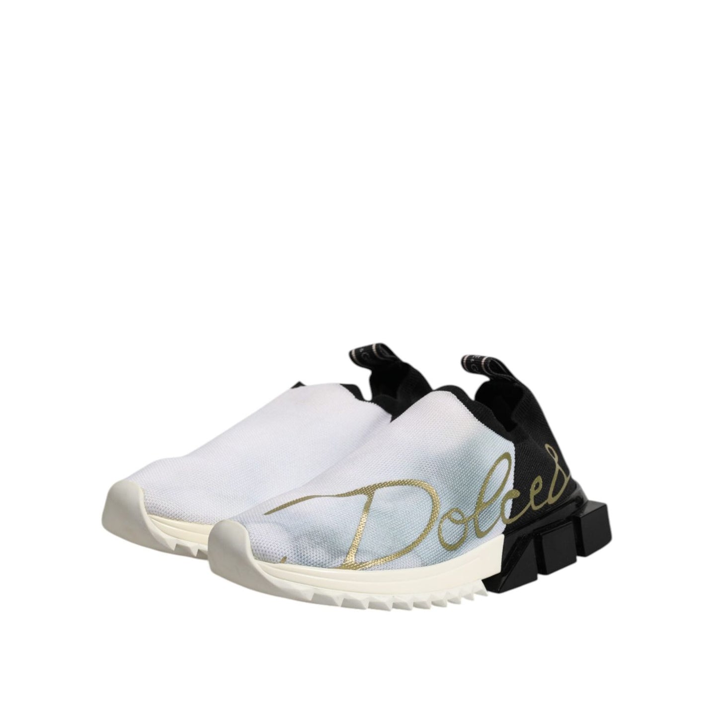 Dolce & Gabbana White Black Low Top Sorrento Sneakers Shoes LA12681-37.5