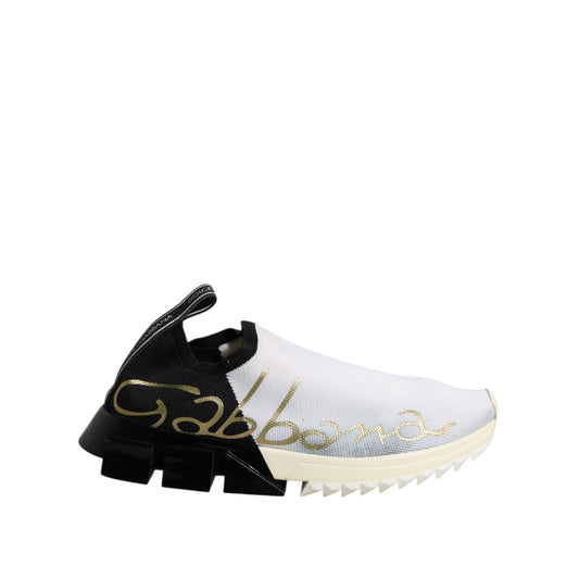 Dolce & Gabbana White Black Low Top Sorrento Sneakers Shoes LA12681-37.5
