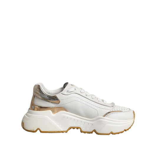 Dolce & Gabbana White Gold Daymaster Low Top Sneakers Shoes LA12684-37.5