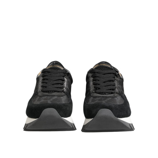 Dolce & Gabbana Black Gray Leopard Low Top Sneakers Shoes LA12690-36