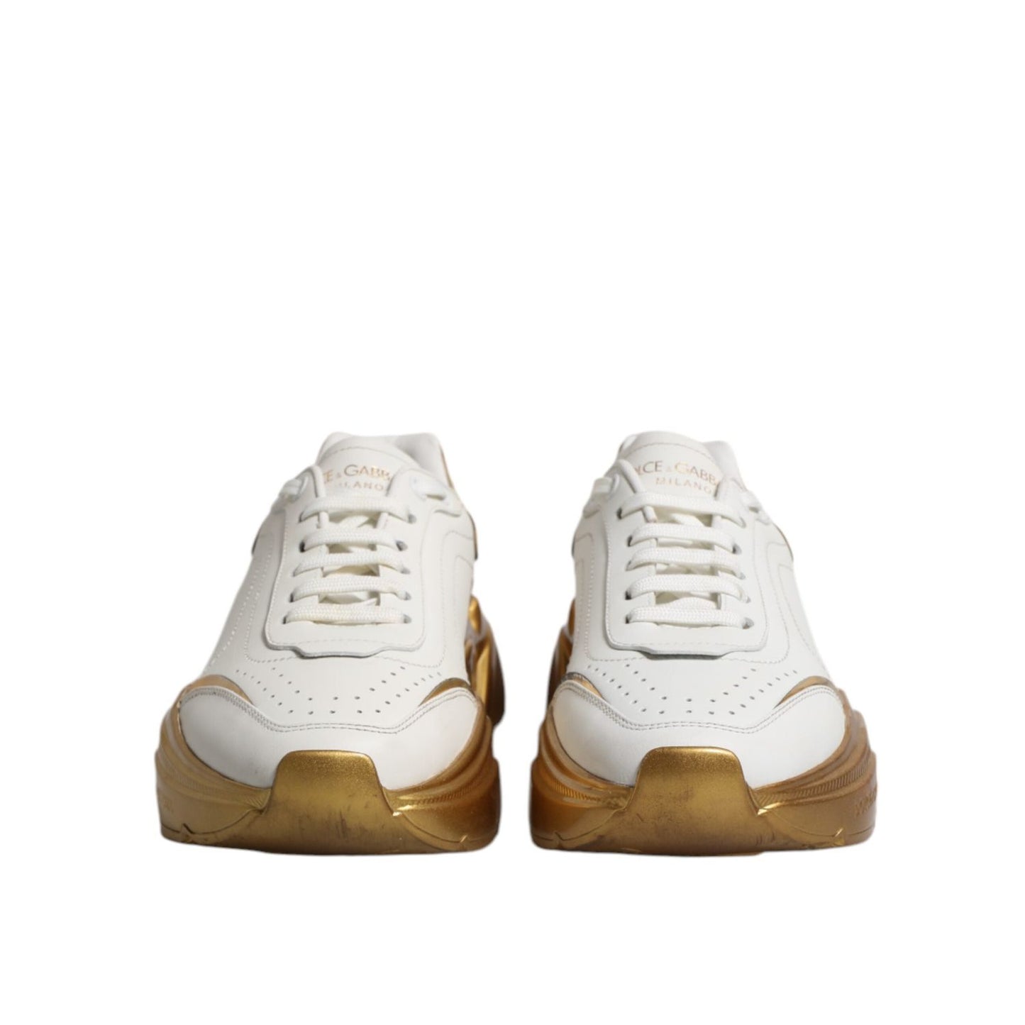 Dolce & Gabbana White Gold Daymaster Low Top Sneakers Shoes LA12691-36.5