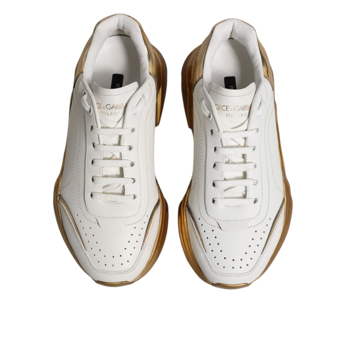 Dolce & Gabbana White Gold Daymaster Low Top Sneakers Shoes LA12691-36.5