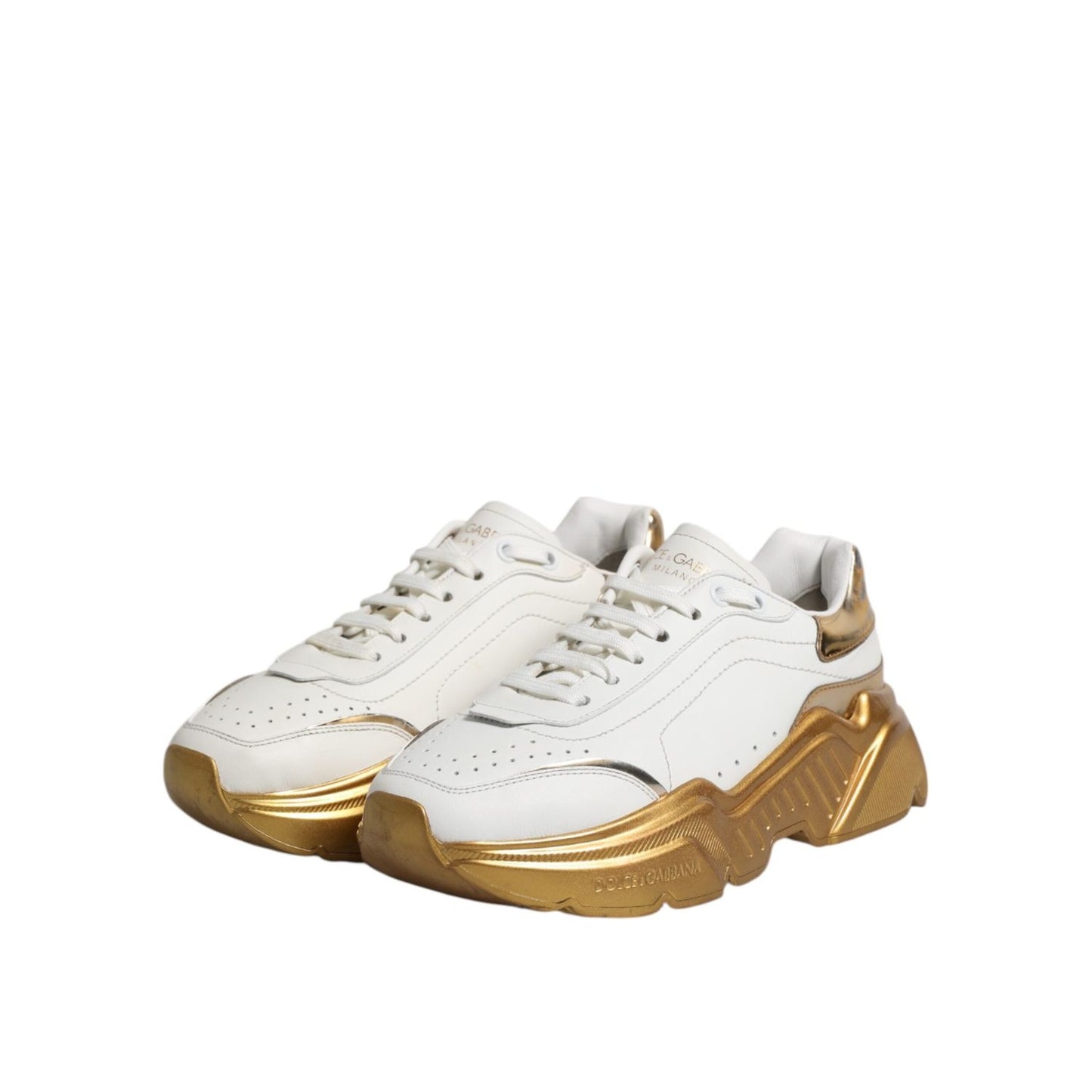 Dolce & Gabbana White Gold Daymaster Low Top Sneakers Shoes LA12691-36.5