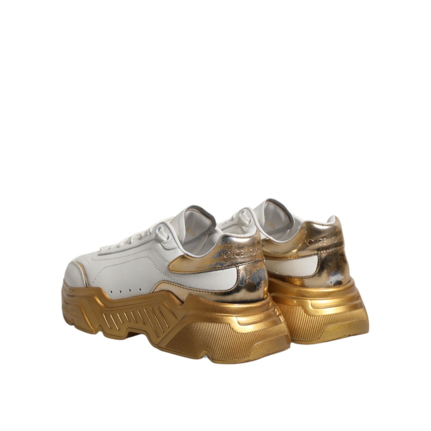 Dolce & Gabbana White Gold Daymaster Low Top Sneakers Shoes LA12691-36.5