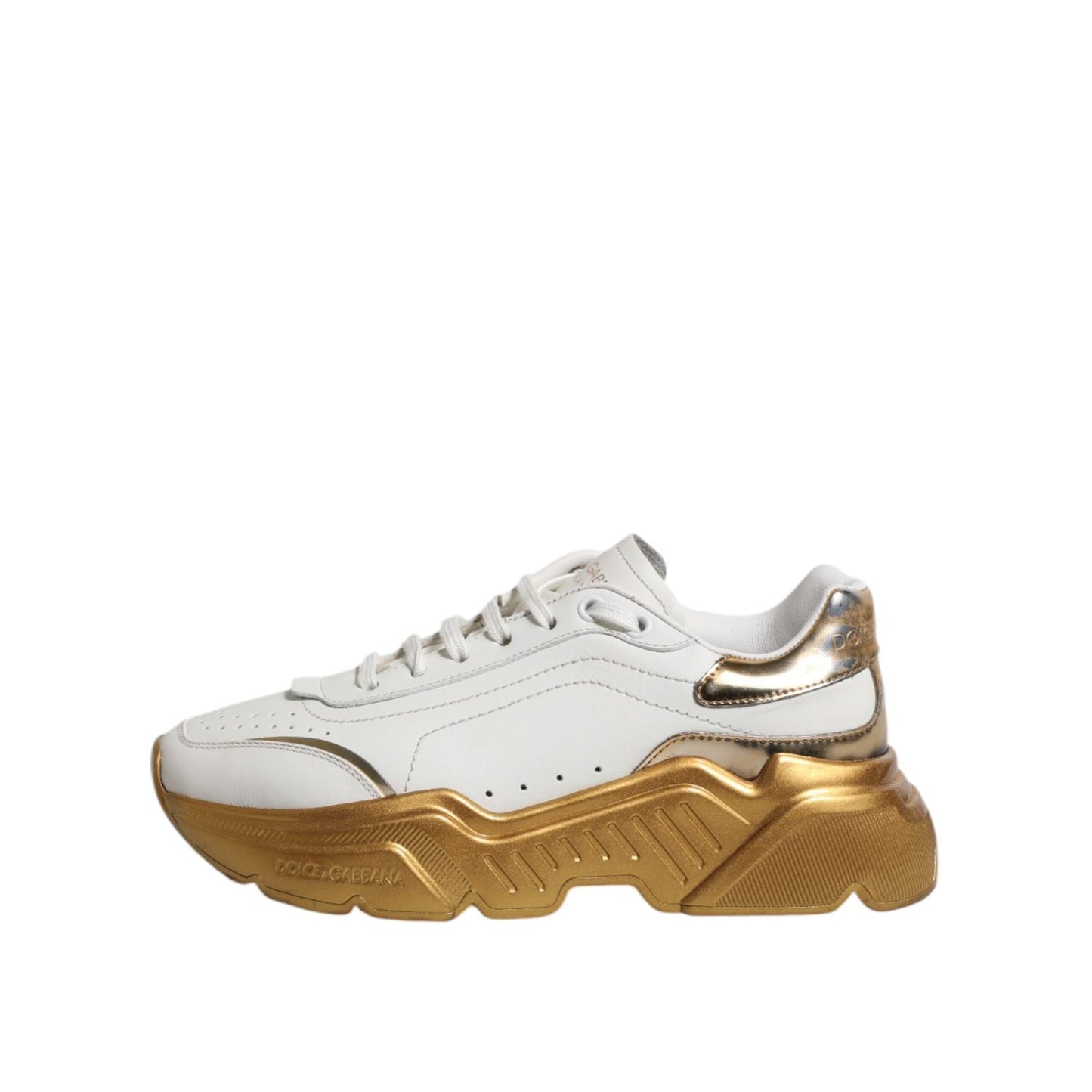 Dolce & Gabbana White Gold Daymaster Low Top Sneakers Shoes LA12691-36.5