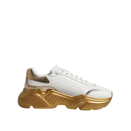 Dolce & Gabbana White Gold Daymaster Low Top Sneakers Shoes LA12691-36.5