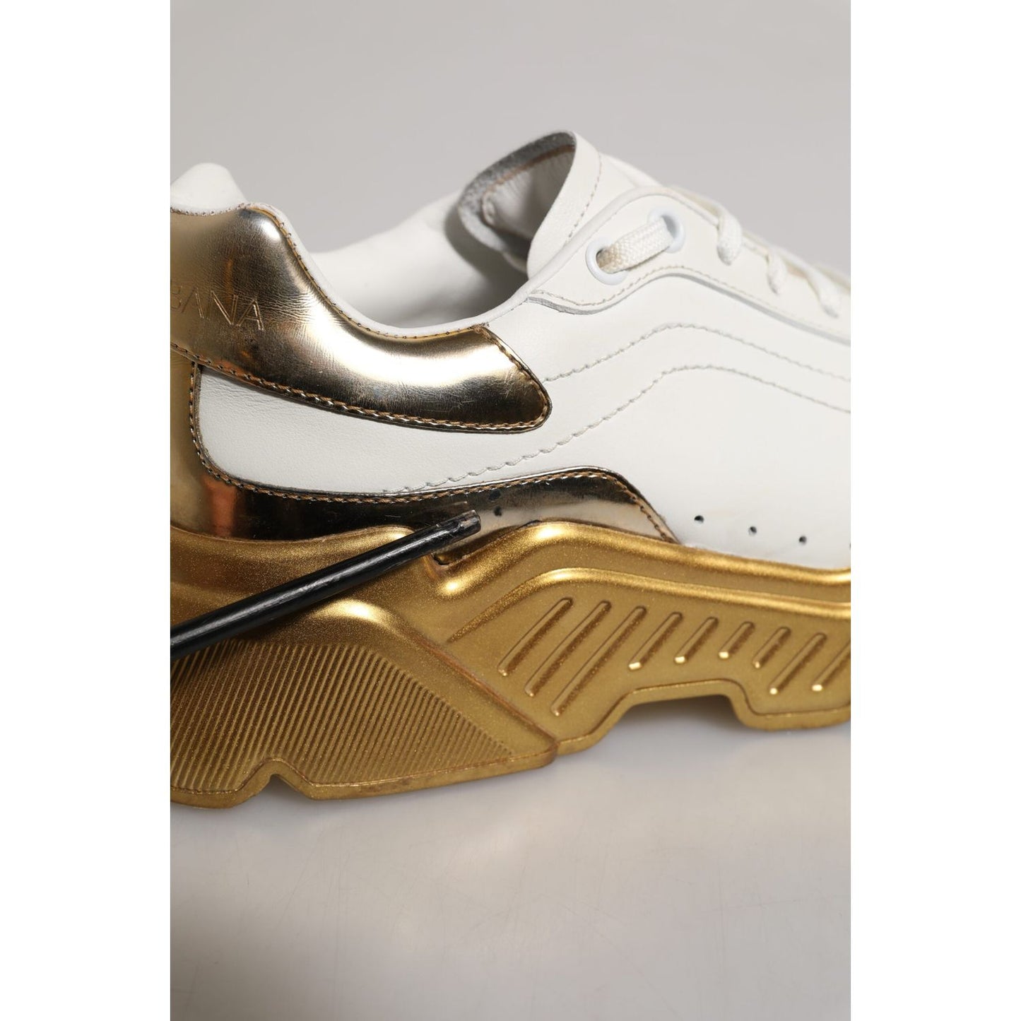 Dolce & Gabbana White Gold Daymaster Low Top Sneakers Shoes LA12691-36.5