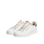 Dolce & Gabbana White Leather Low Top Women Sneakers Shoes LA12749-38